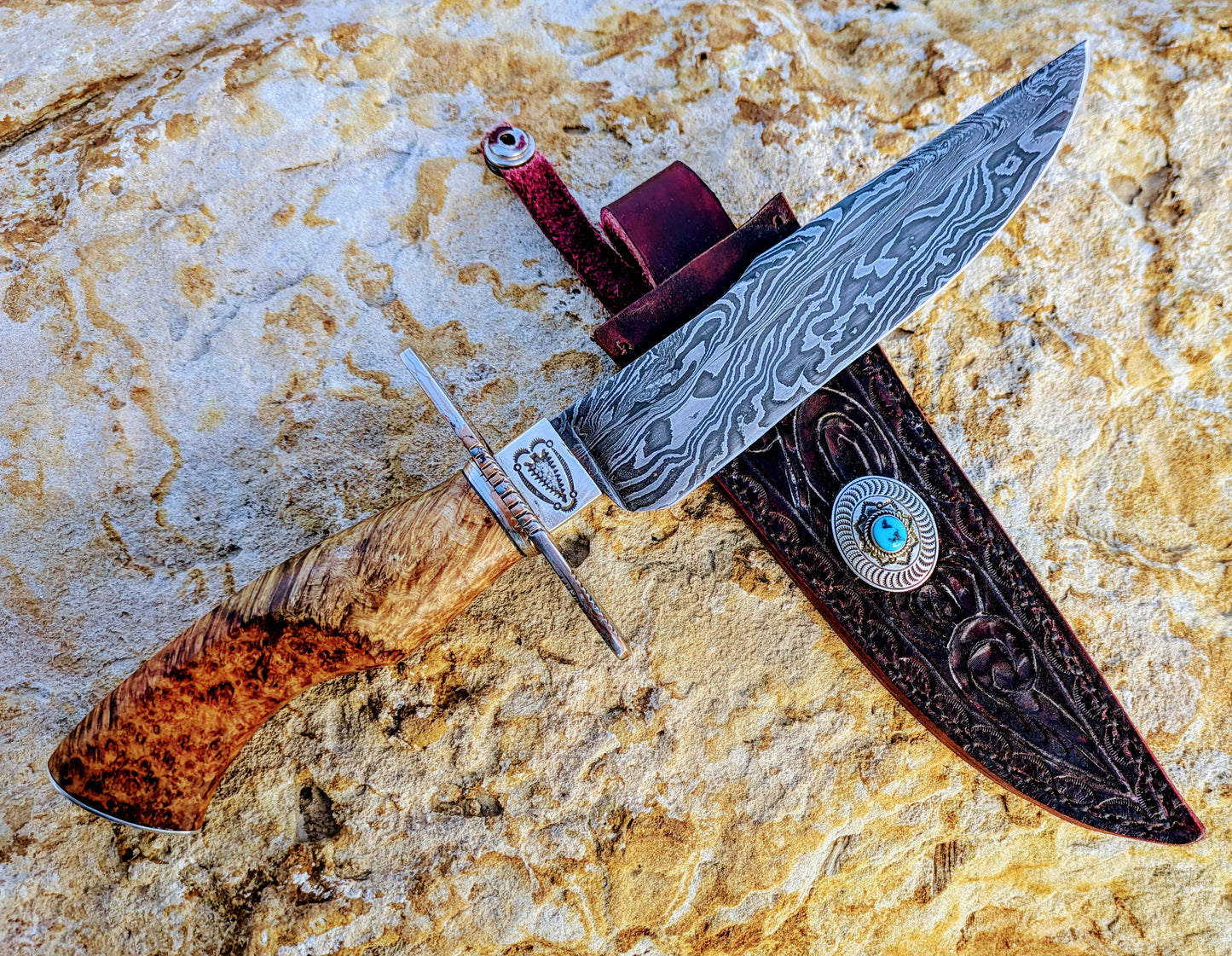 Reverse Feather Damascus Gentlemans Knife