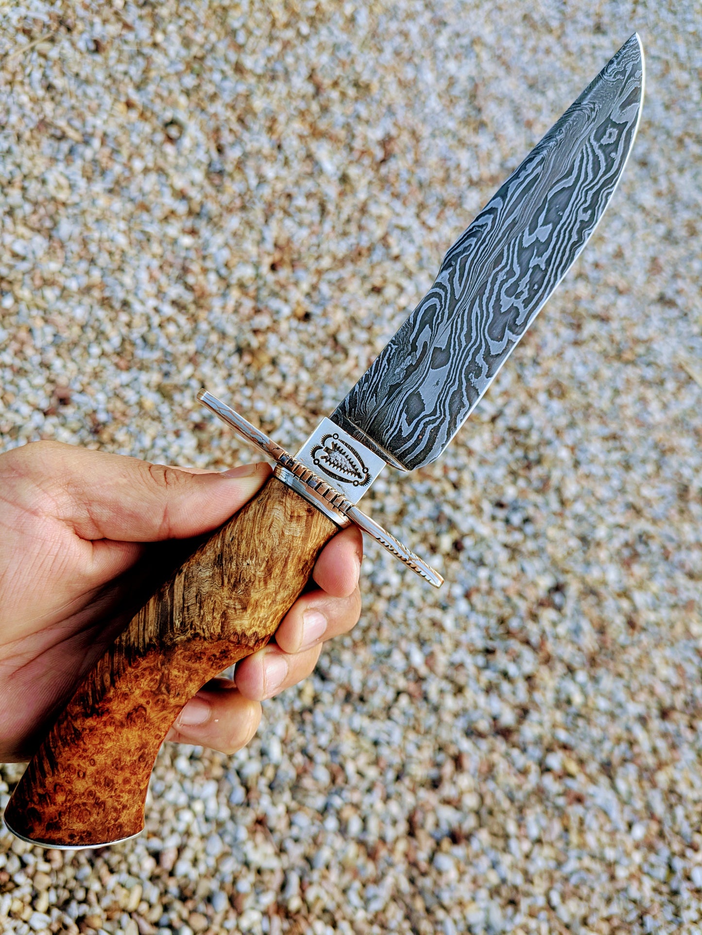 Reverse Feather Damascus Gentlemans Knife